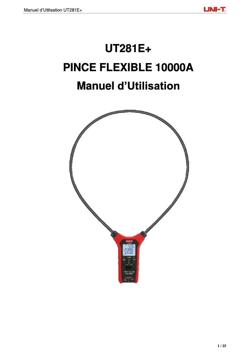 Page n°1 - Manuel utilisateur Uni-T UT281E