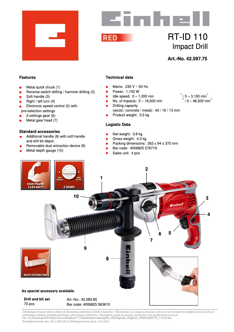 Image de la première page du manuel de l'appareil RT-ID 110
