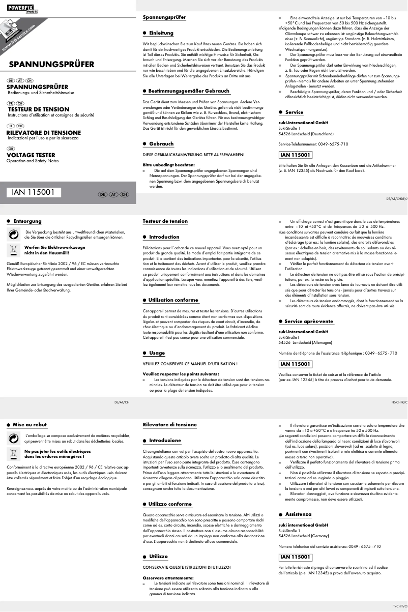 Página 1 del manual Manual de usuario Powerfix IAN 115001