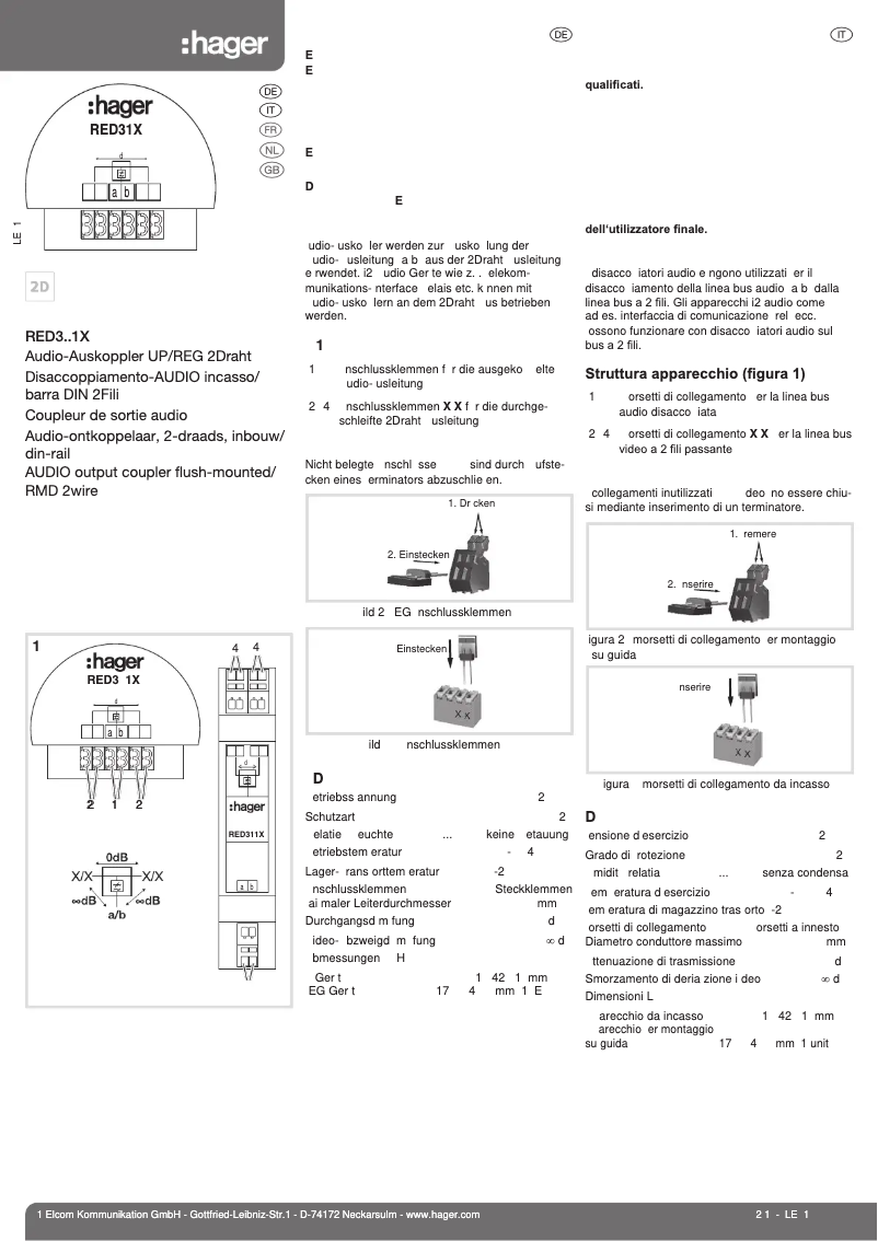 Page n°1 - Instructions / montage Hager RED311X