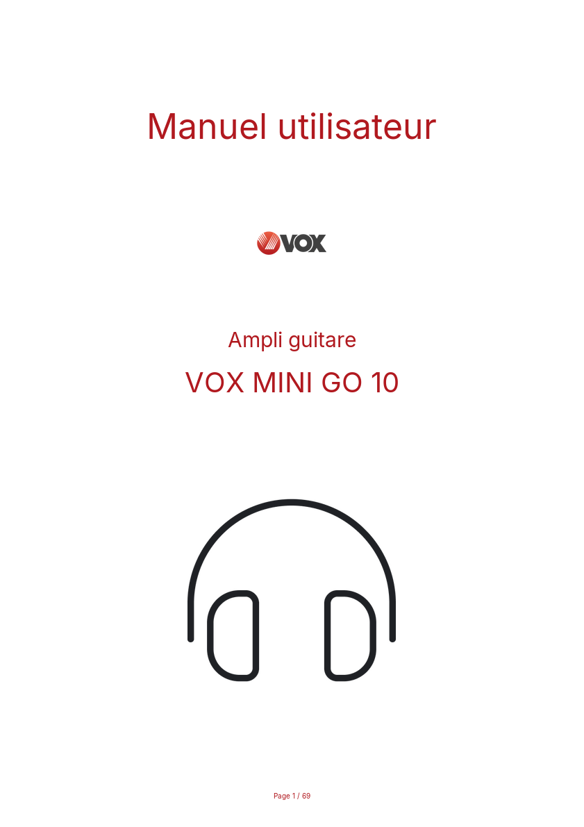 Page n°1 - Manuel utilisateur VOX MINI GO 10