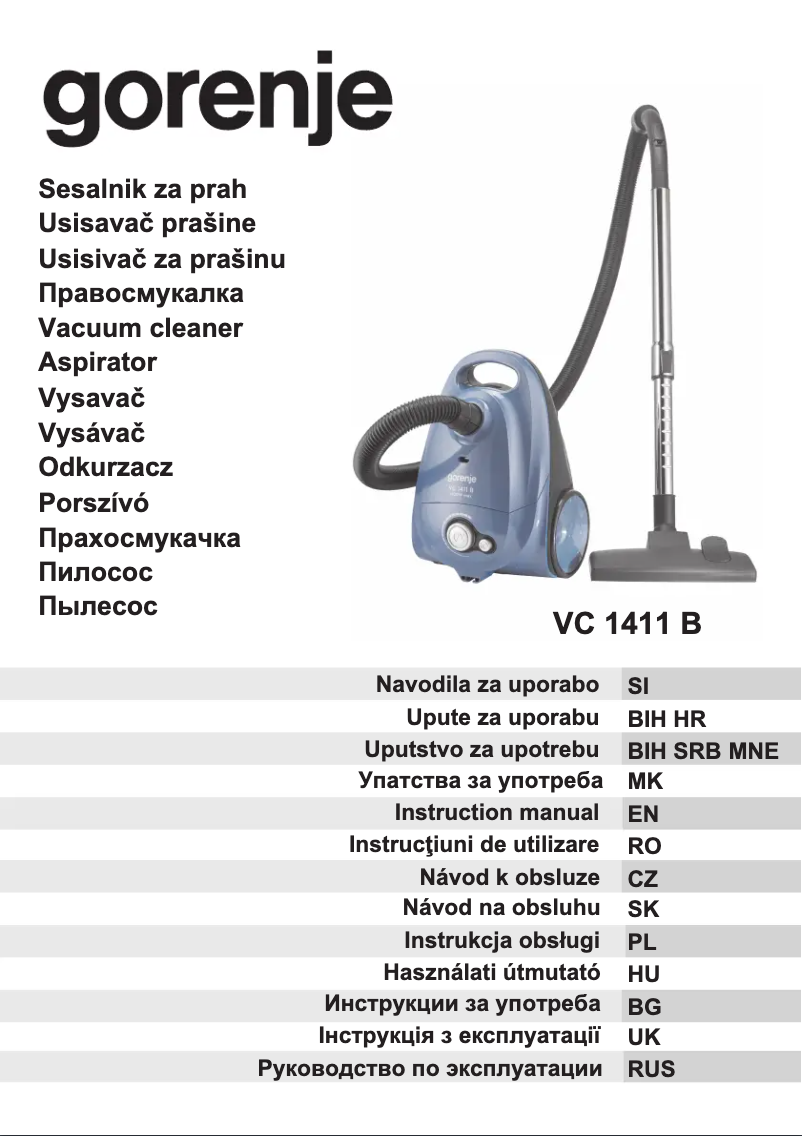 Page 1 de la notice Manuel utilisateur Gorenje VC1411B