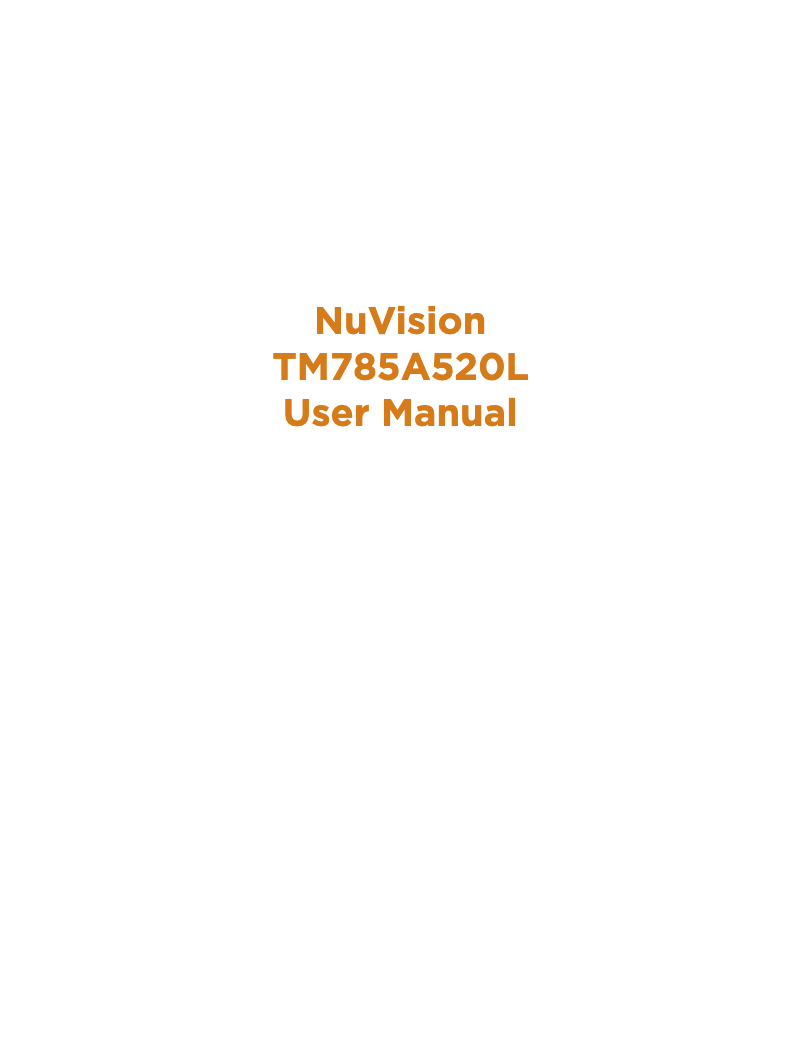 Page n°1 - Manuel utilisateur NuVision TM785A520L