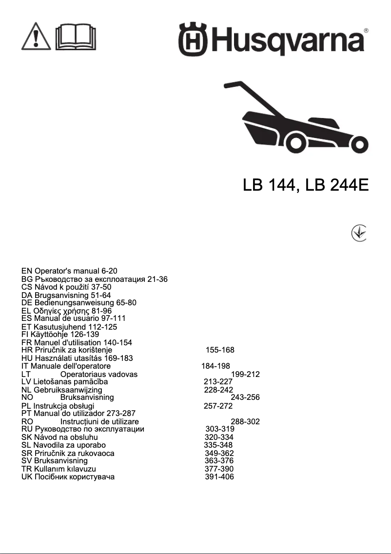 Page n°1 - Manuel utilisateur Husqvarna LB 144
