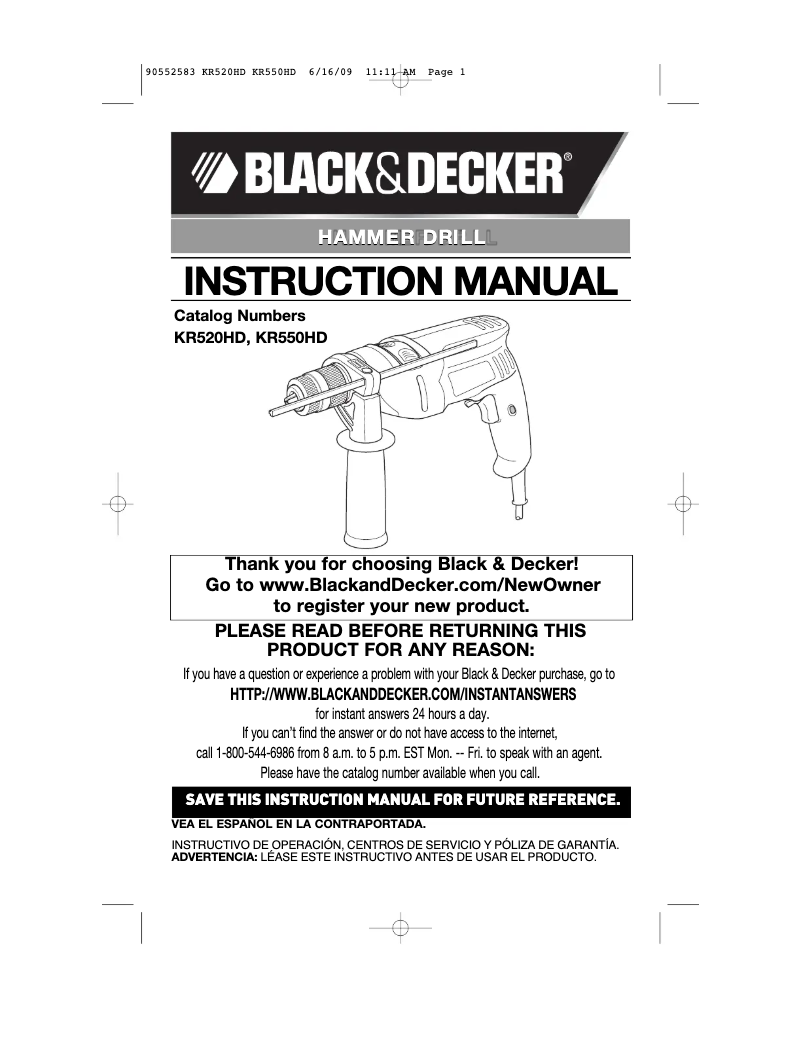 Page n°1 - Manuel utilisateur Black & Decker KR550