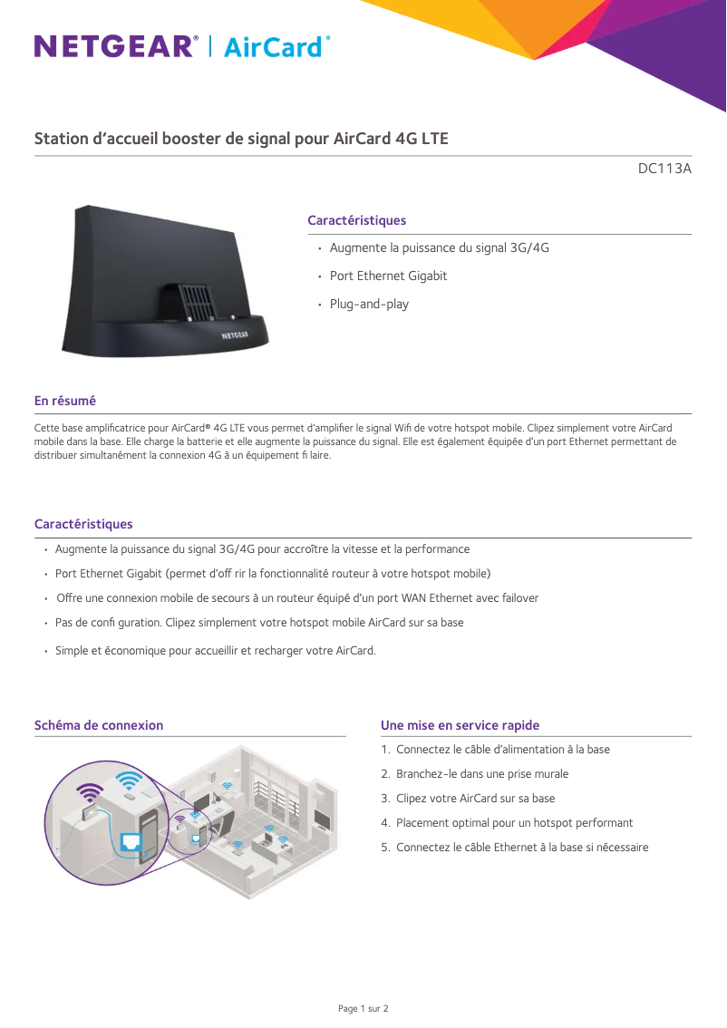 Page 1 de la notice Manuel utilisateur Netgear AirCard DC113A