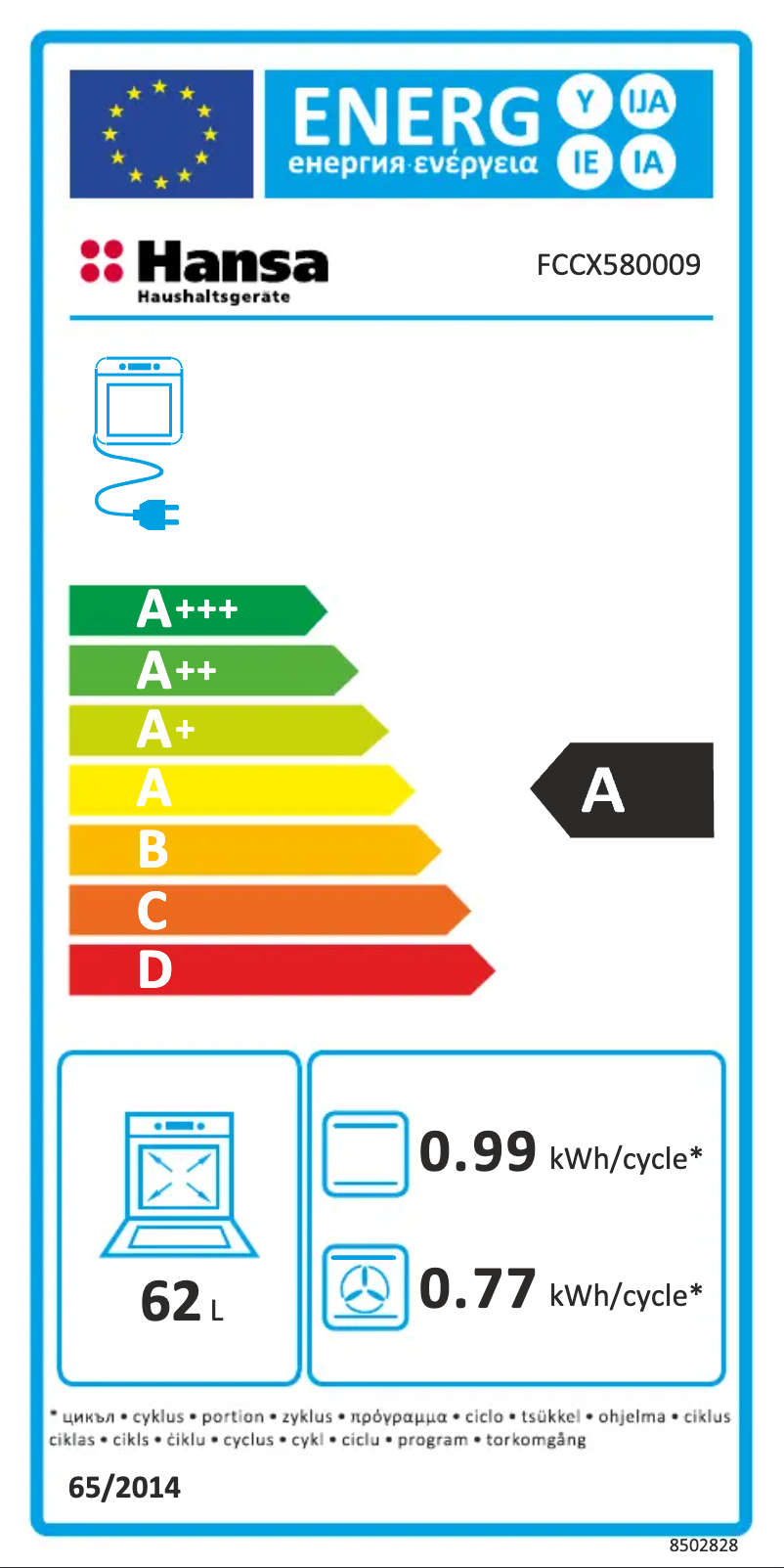 Page 1 de la notice Manuel utilisateur Hansa FCCX580009