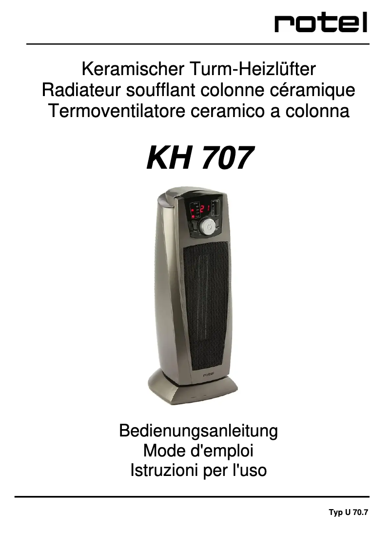 Page 1 de la notice Manuel utilisateur Rotel KH 707