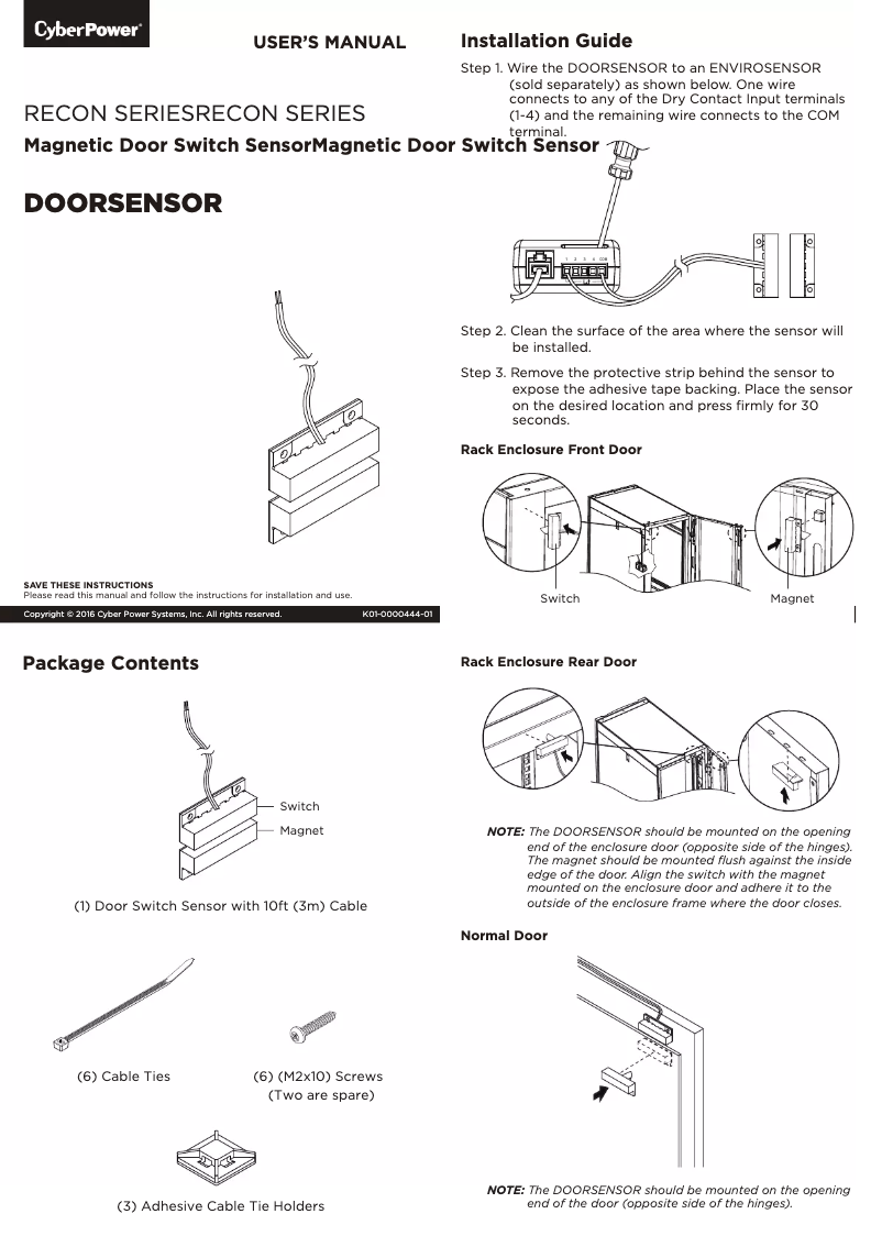 Page 1 de la notice Mode d'emploi CyberPower Doorsensor