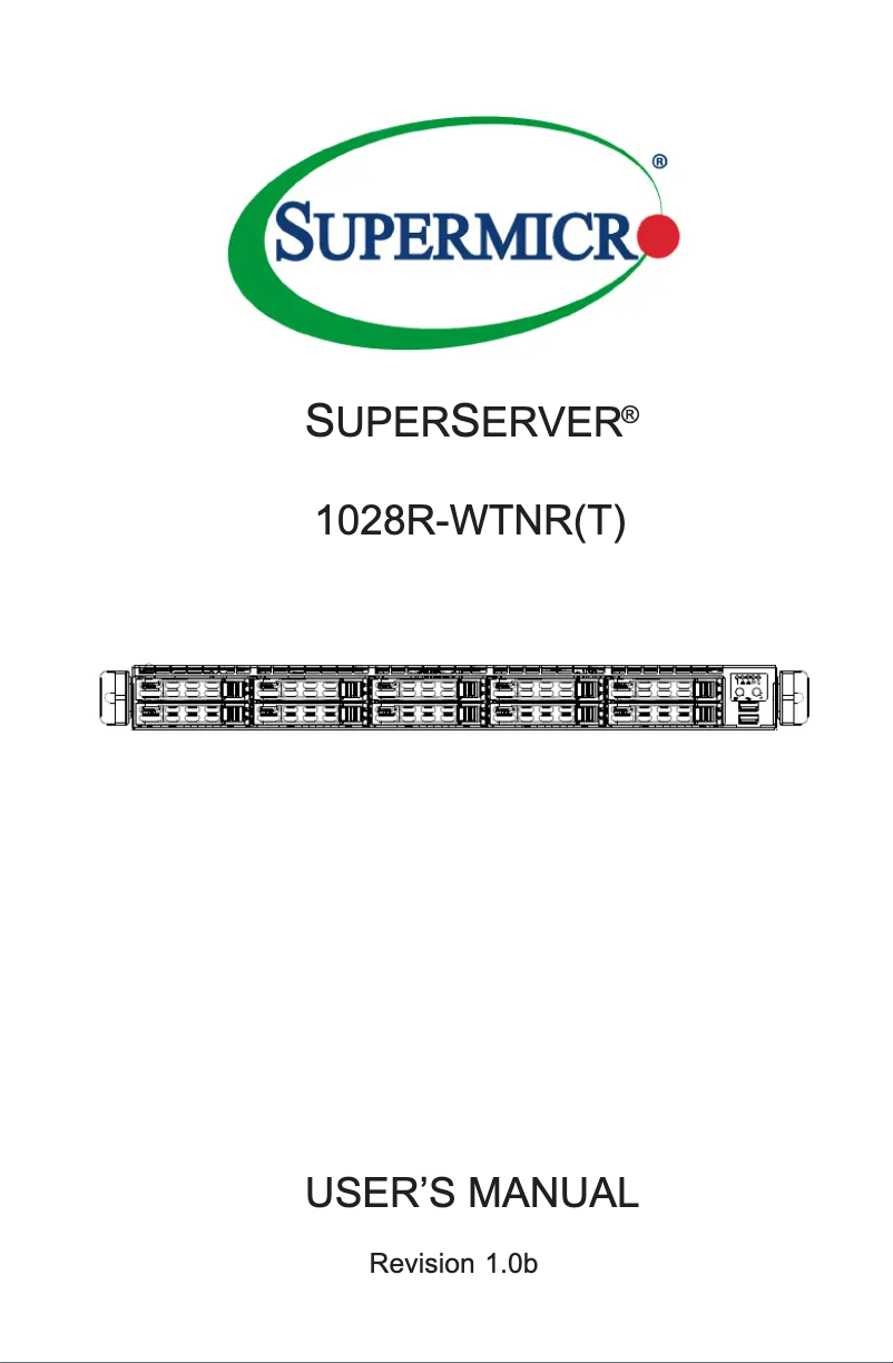 Image de la première page du manuel de l'appareil SuperServer 1028R-WTNR