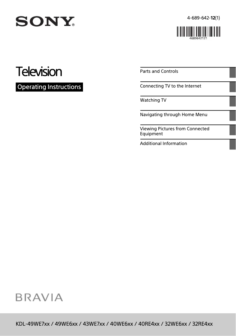 Page 1 de la notice Manuel utilisateur Sony KDL32WE613BU