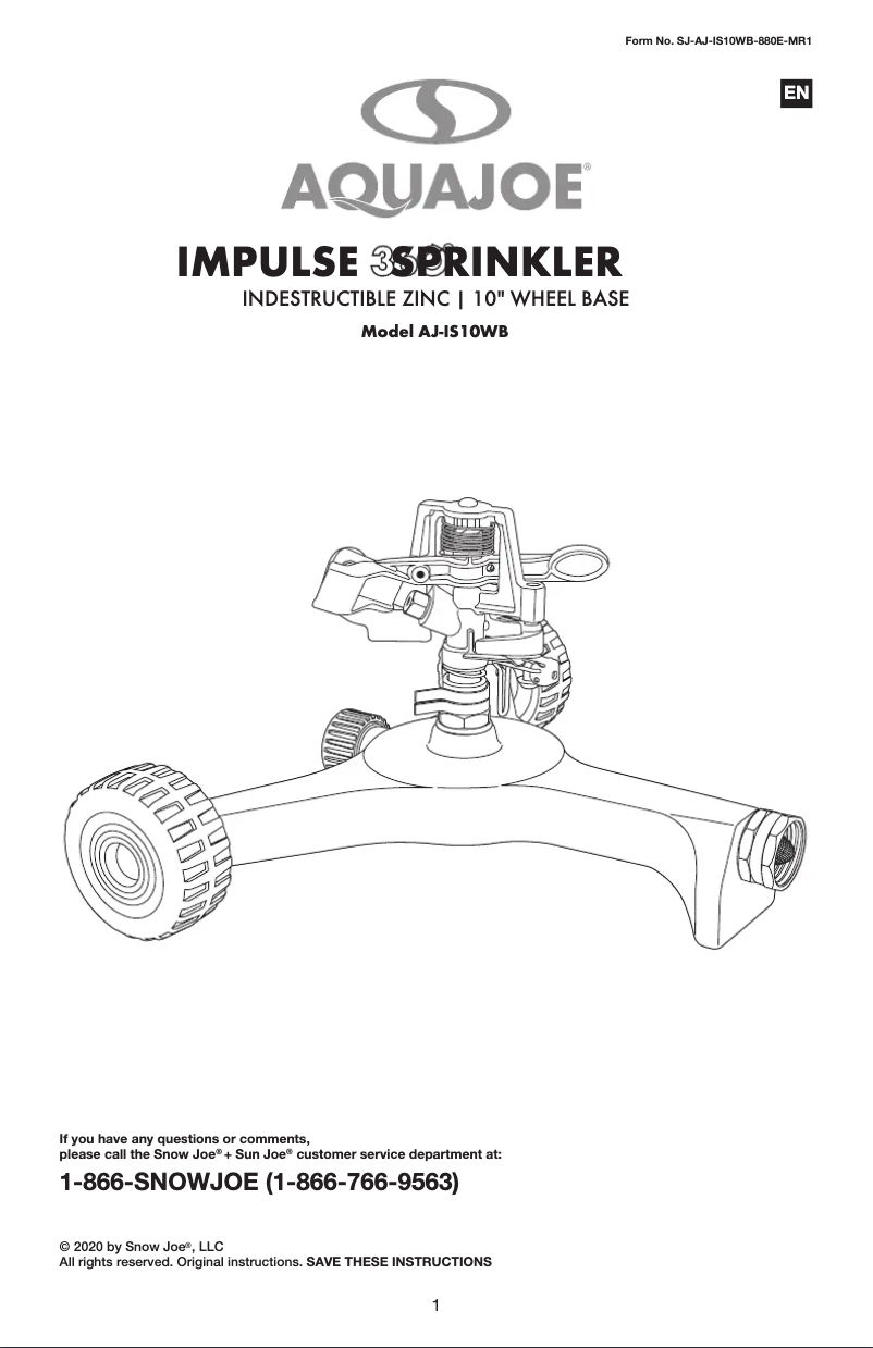 Página 1 del manual Manual de usuario Aqua Joe AJ-IS10WB