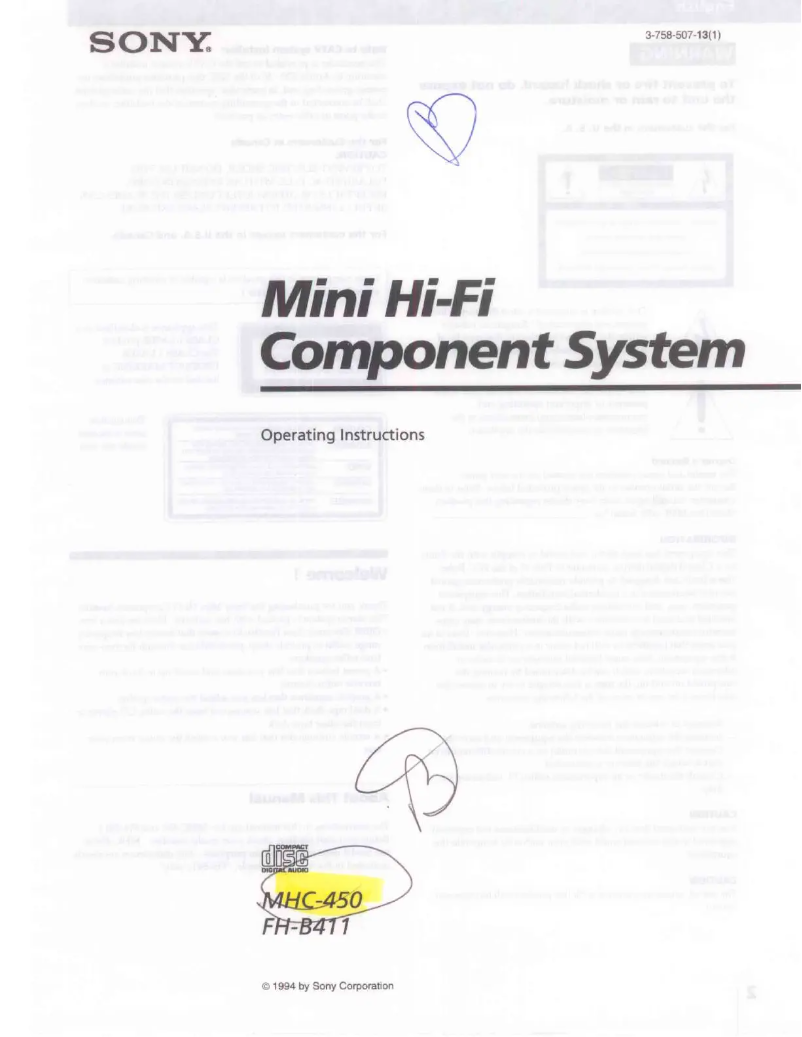 Page n°1 - Manuel utilisateur Sony MHC-450