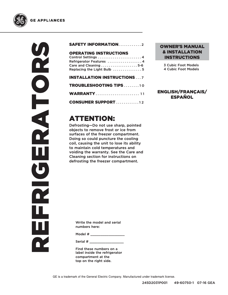 Imagen de la primera página del manual del dispositivo GME04GGKBB