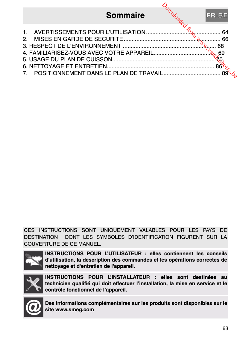 Page n°1 - Manuel utilisateur Smeg PGF30T-1