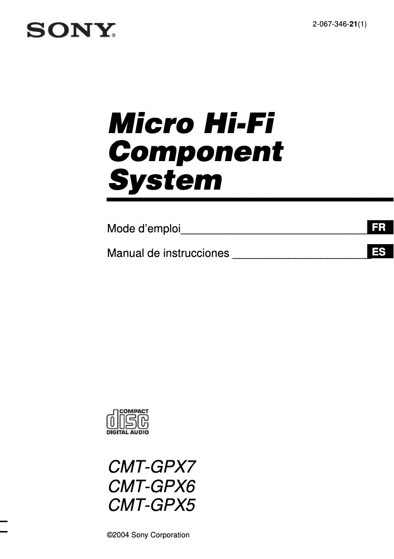 Page n°1 - Manuel utilisateur Sony CMT-GPX6