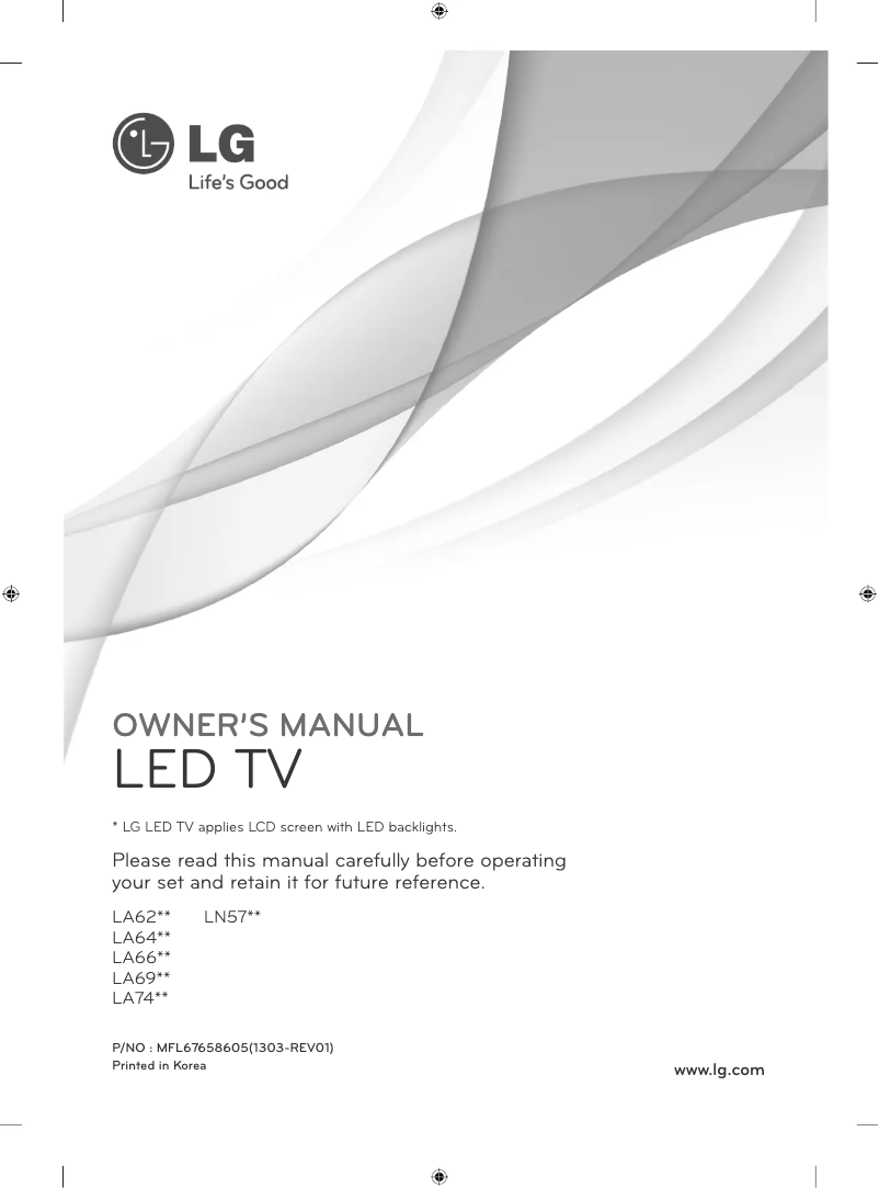 Image de la première page du manuel de l'appareil 50LN575V