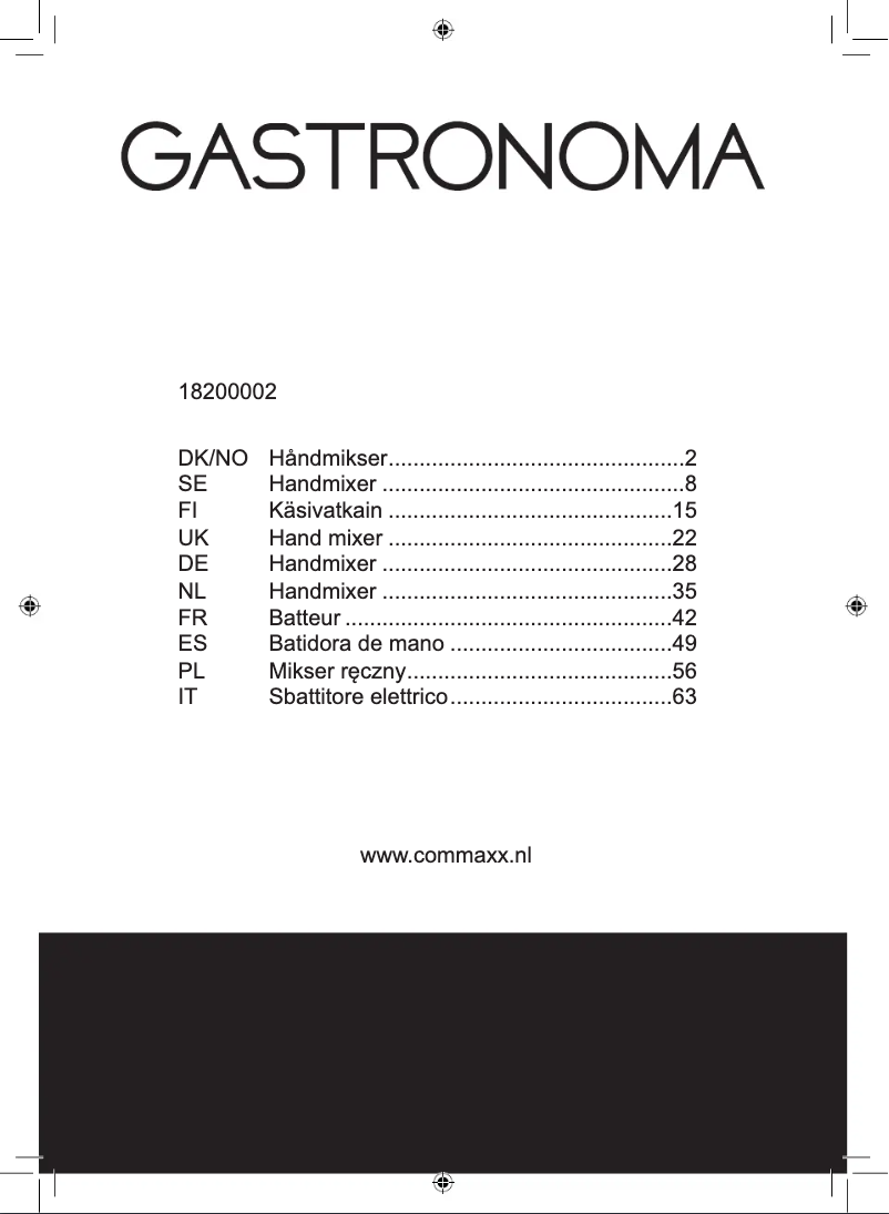 Página 1 del manual Manual de usuario Gastronoma 18200002