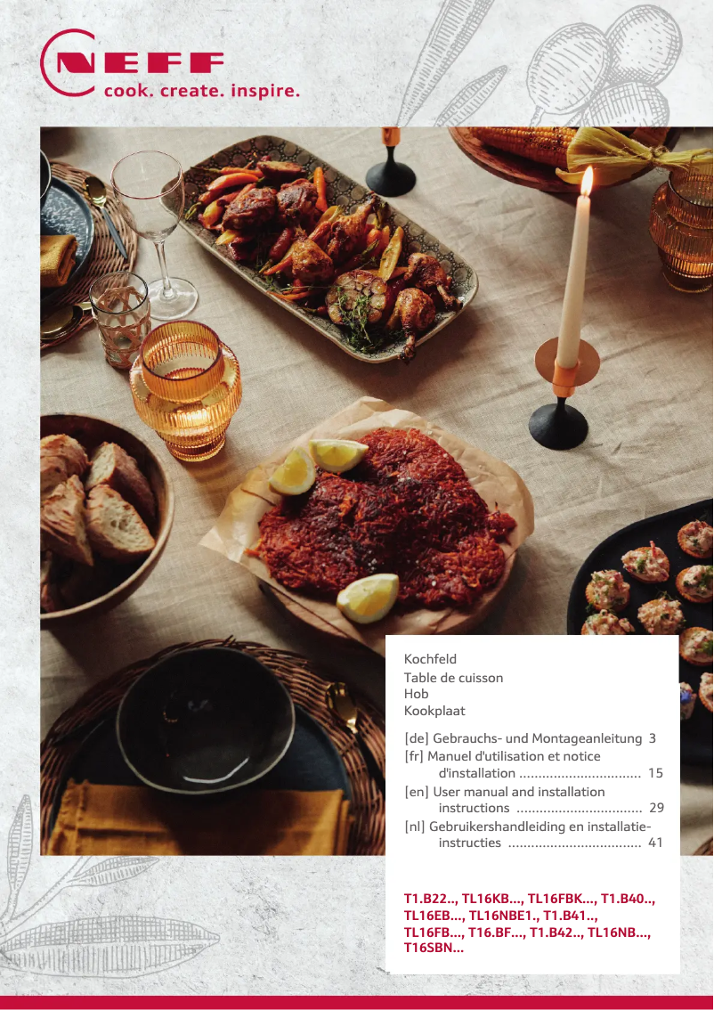 Page 1 de la notice Guide d'installation Neff T16SBN1L0