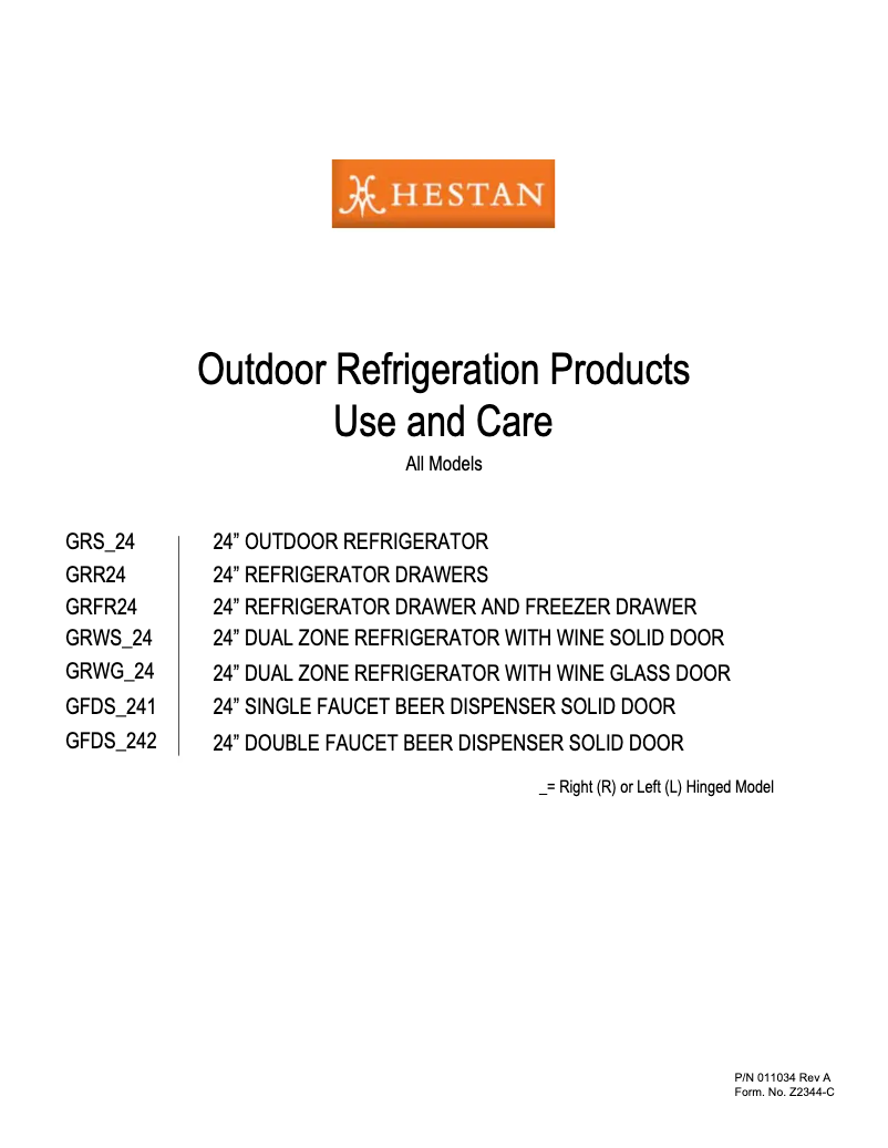 Image de la première page du manuel de l'appareil GRSL24