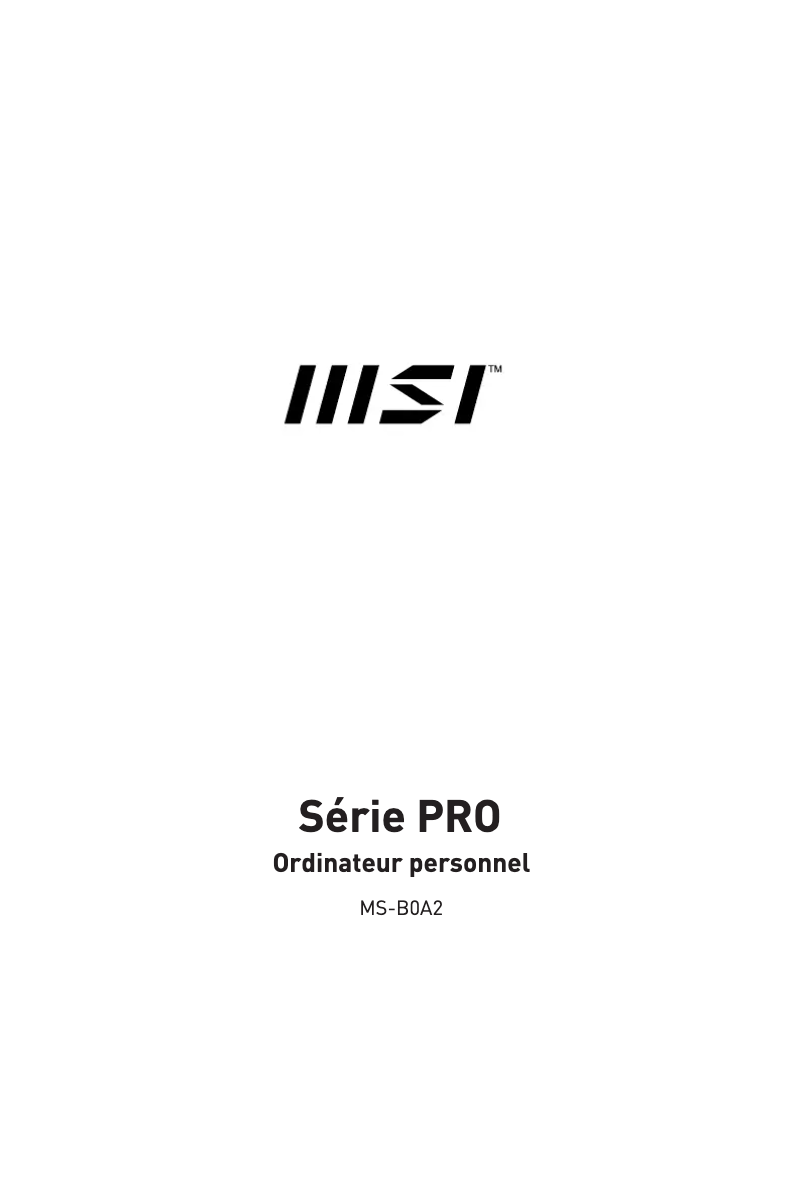Page n°1 - Manuel utilisateur MSI PRO DP20ZA 5M