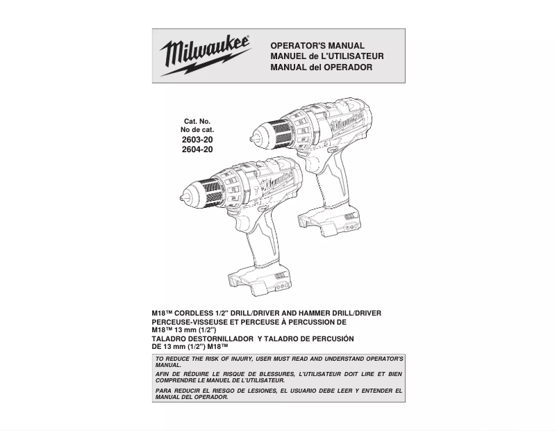 Image de la première page du manuel de l'appareil M18 Fuel 2604-20