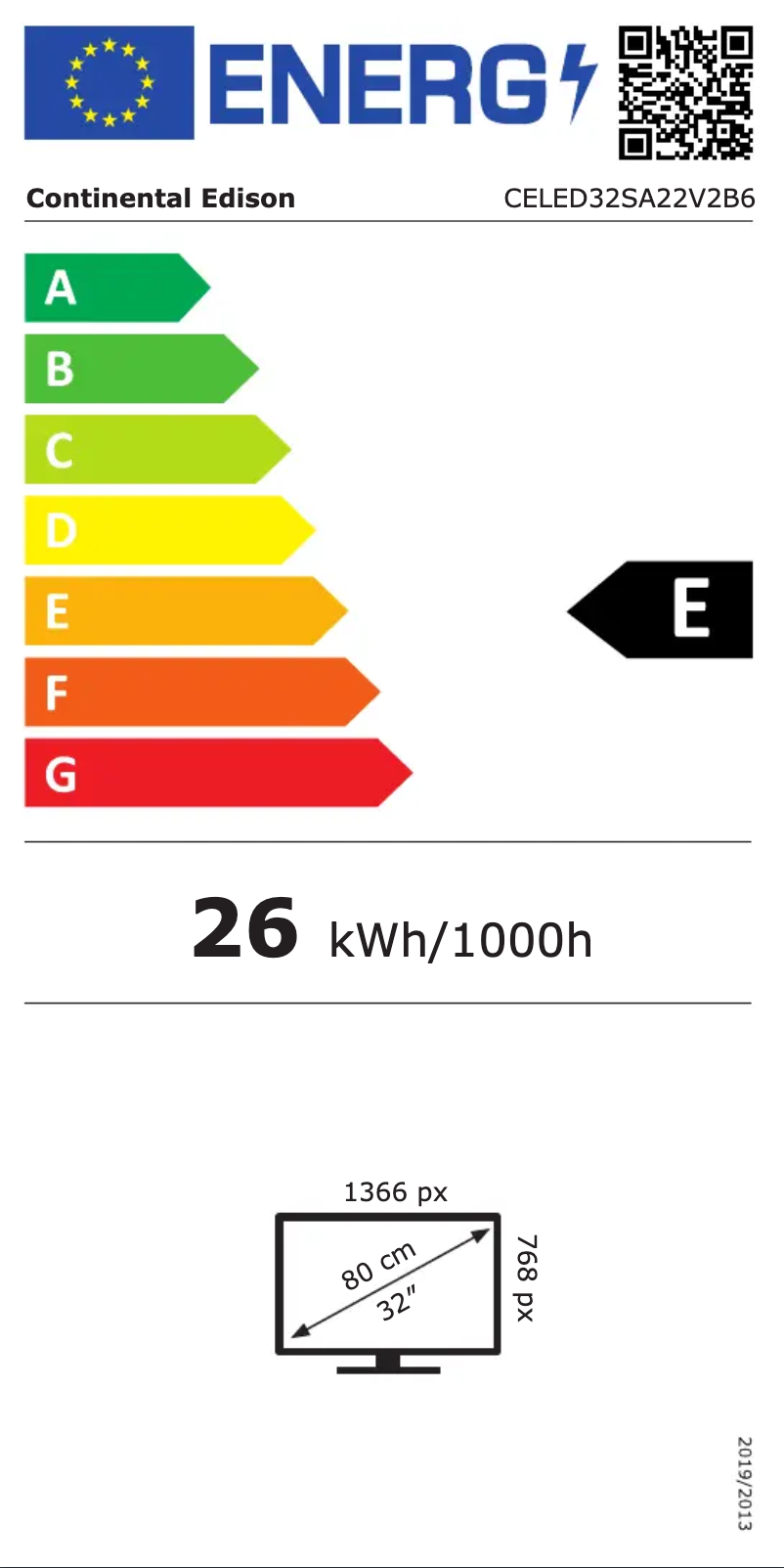 Page n°1 - Label énergétique Continental Edison CELED32SA22V2B6