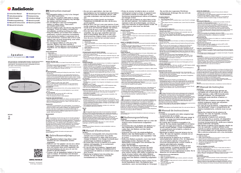 Page n°1 - Manuel utilisateur AudioSonic SK-1529