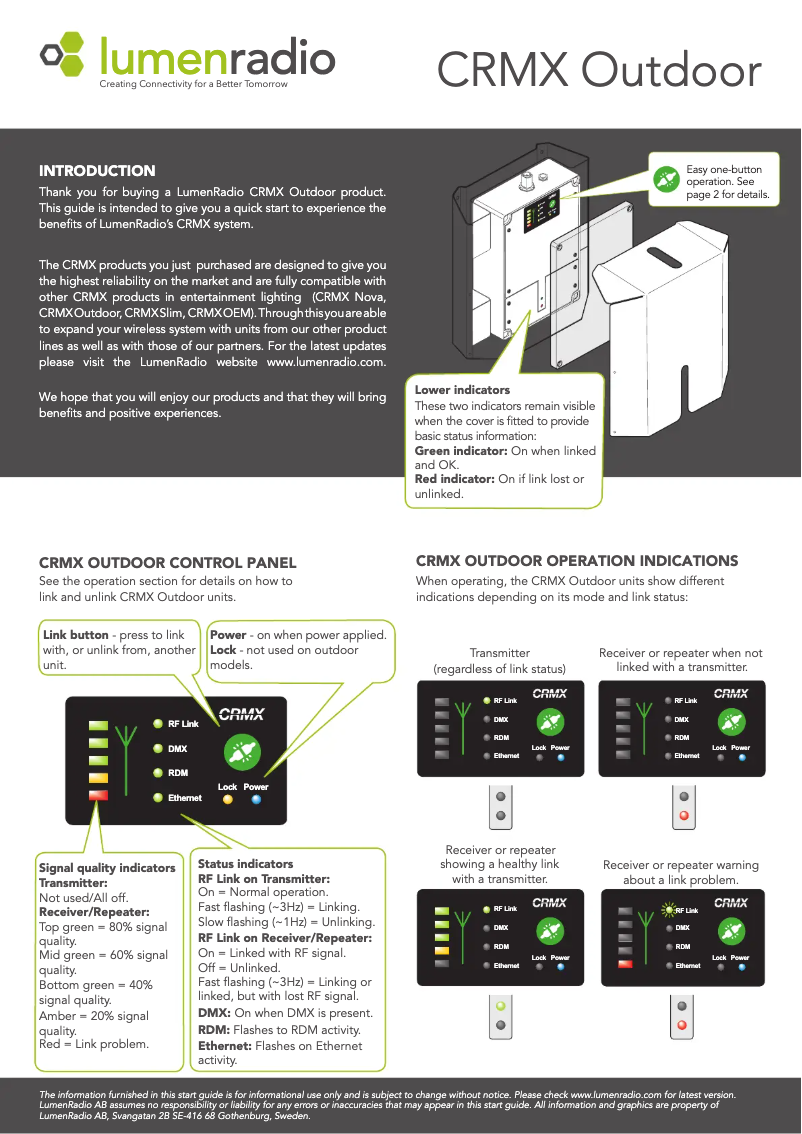 Página 1 del manual Manual de usuario LumenRadio CRMX Outdoor RX