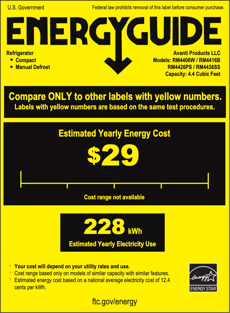 Page n°1 - Label énergétique Avanti AR4446B