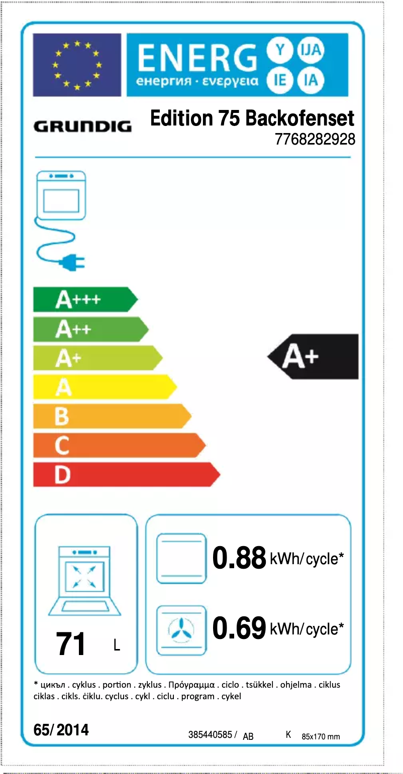 Page n°1 - Label énergétique Grundig Edition 75