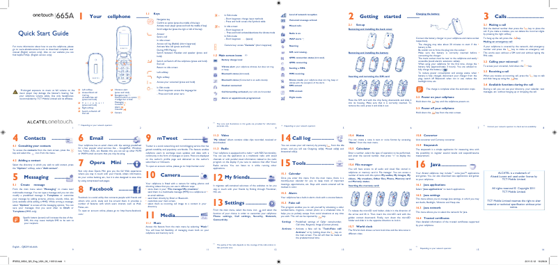 Page n°1 - Guide de démarrage rapide Alcatel One Touch 665A