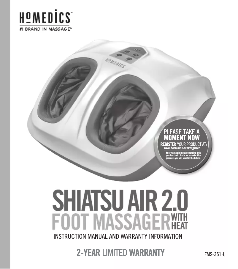 Page n°1 - Manuel utilisateur Homedics FMS-351HJ