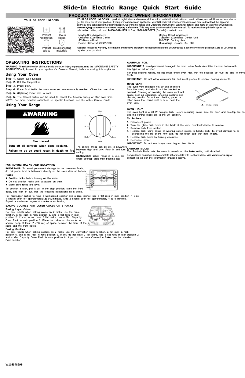 Page n°1 - Guide de démarrage rapide Maytag MES8800PZ