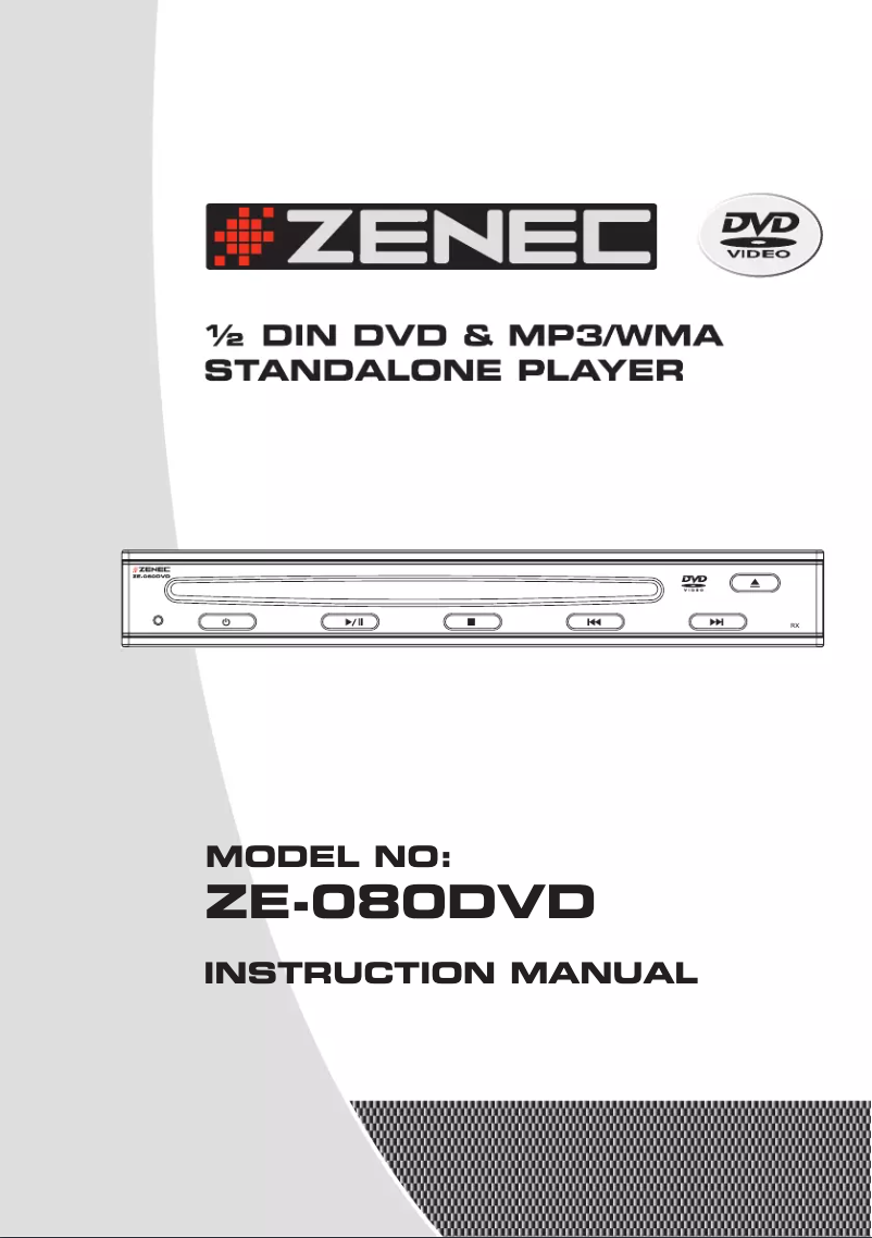 Page 1 de la notice Manuel utilisateur Zenec ZE-080DVD