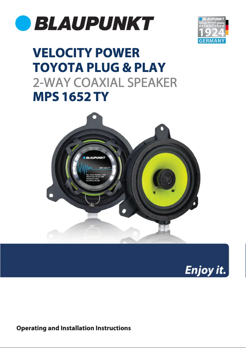 Page 1 de la notice Manuel utilisateur Blaupunkt MPS 1652 TY