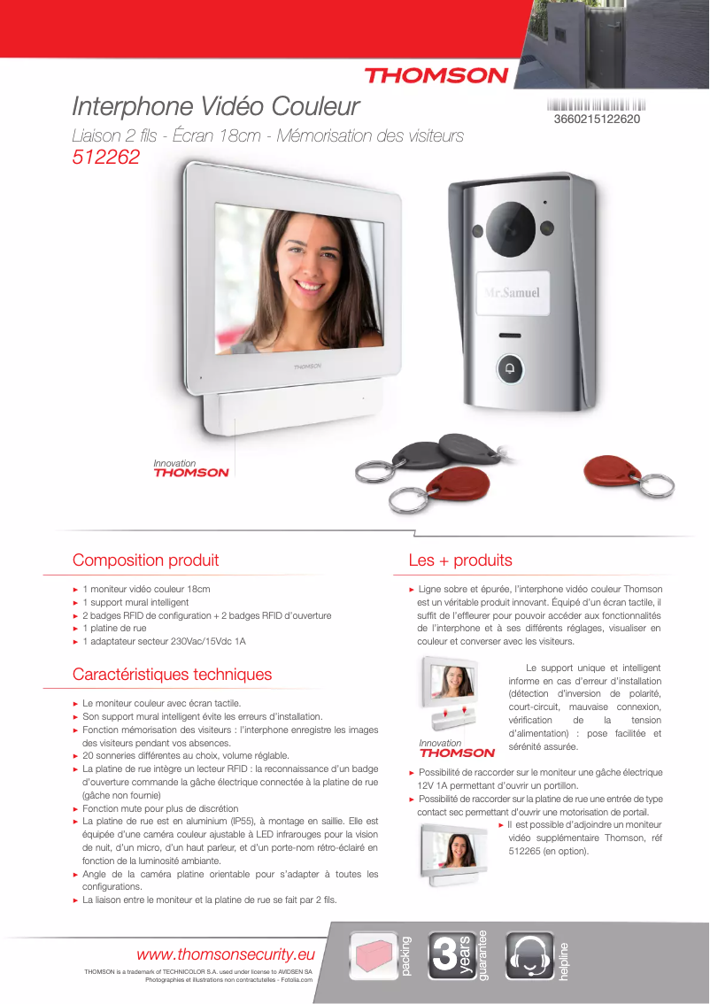 Page n°1 - Fiche technique Thomson 512262