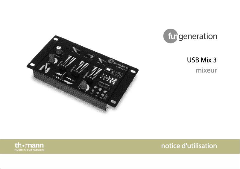 Page 1 de la notice Manuel utilisateur Fun Generation USB Mix 3