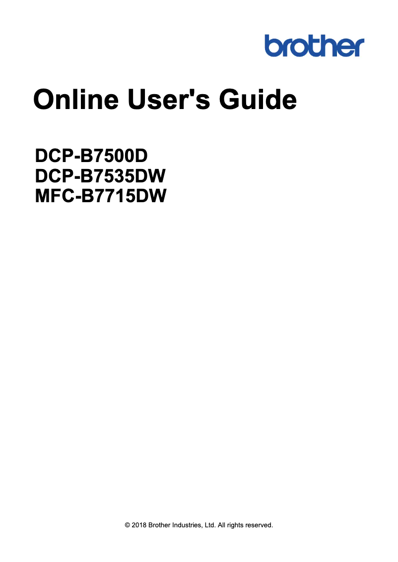 Image de la première page du manuel de l'appareil DCP-B7500D