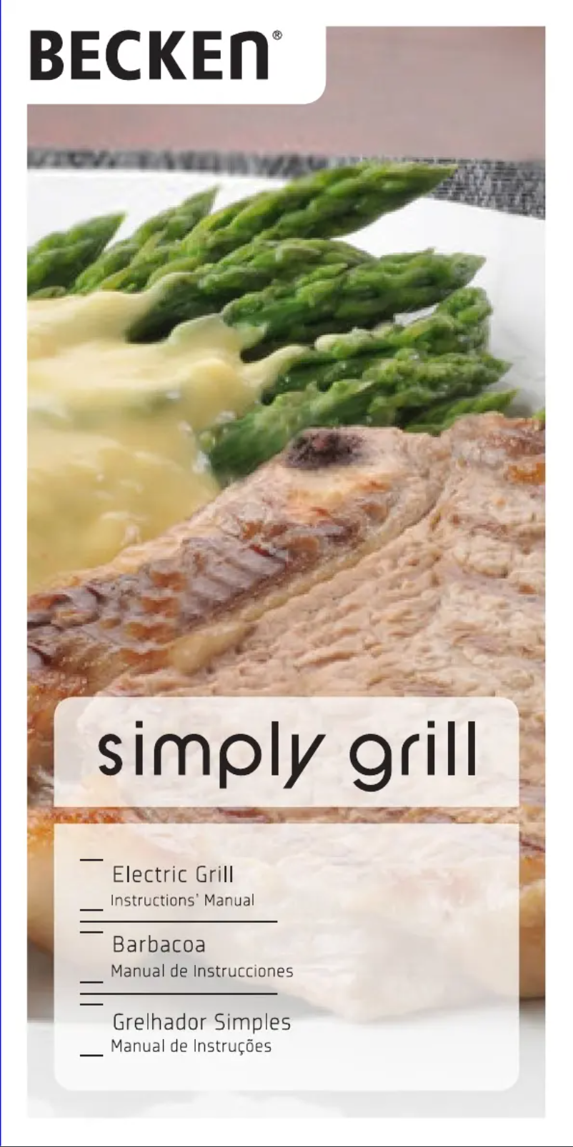 Page 1 de la notice Manuel utilisateur Becken Simply Grill