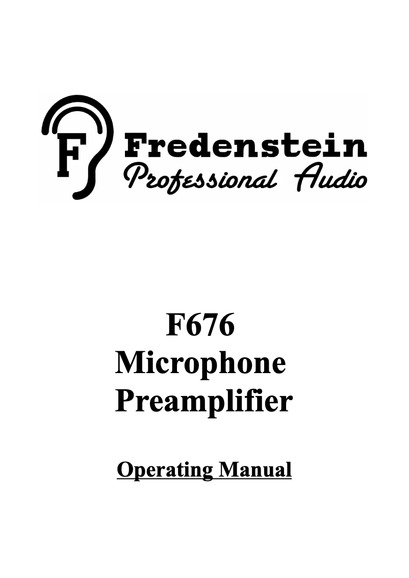 Page 1 de la notice Manuel utilisateur Fredenstein F676