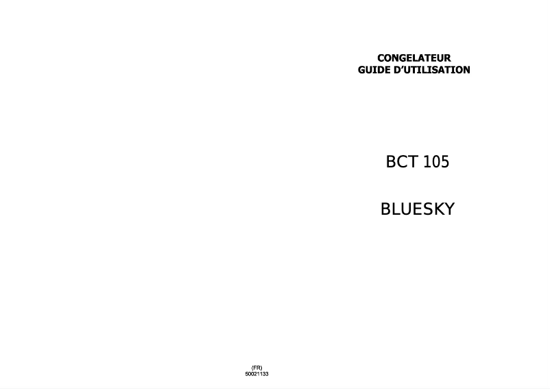 Page n°1 - Manuel utilisateur Bluesky BCT 105