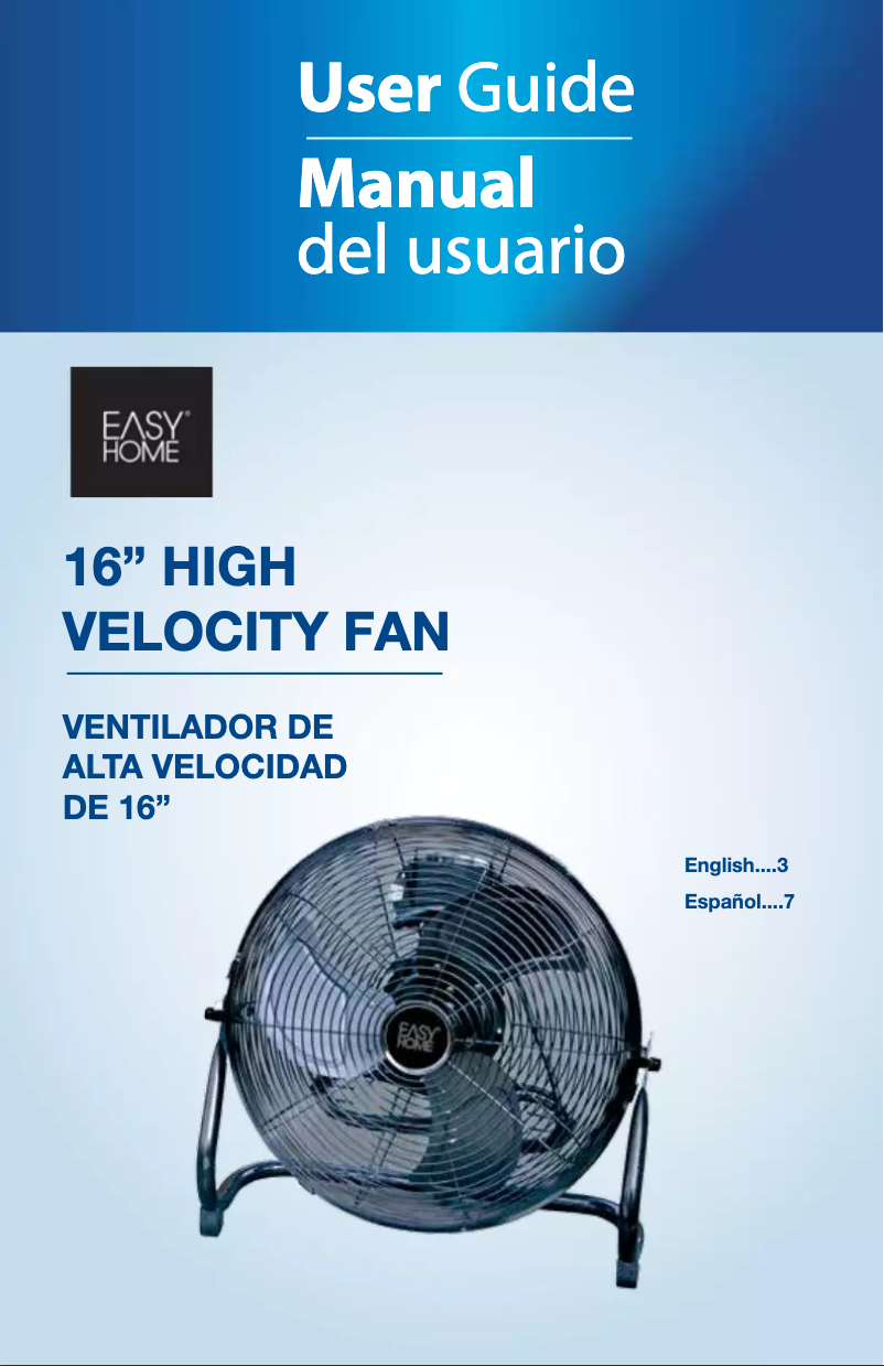 Page n°1 - Manuel utilisateur Easy Home 16" High Velocity Fan TX-16F
