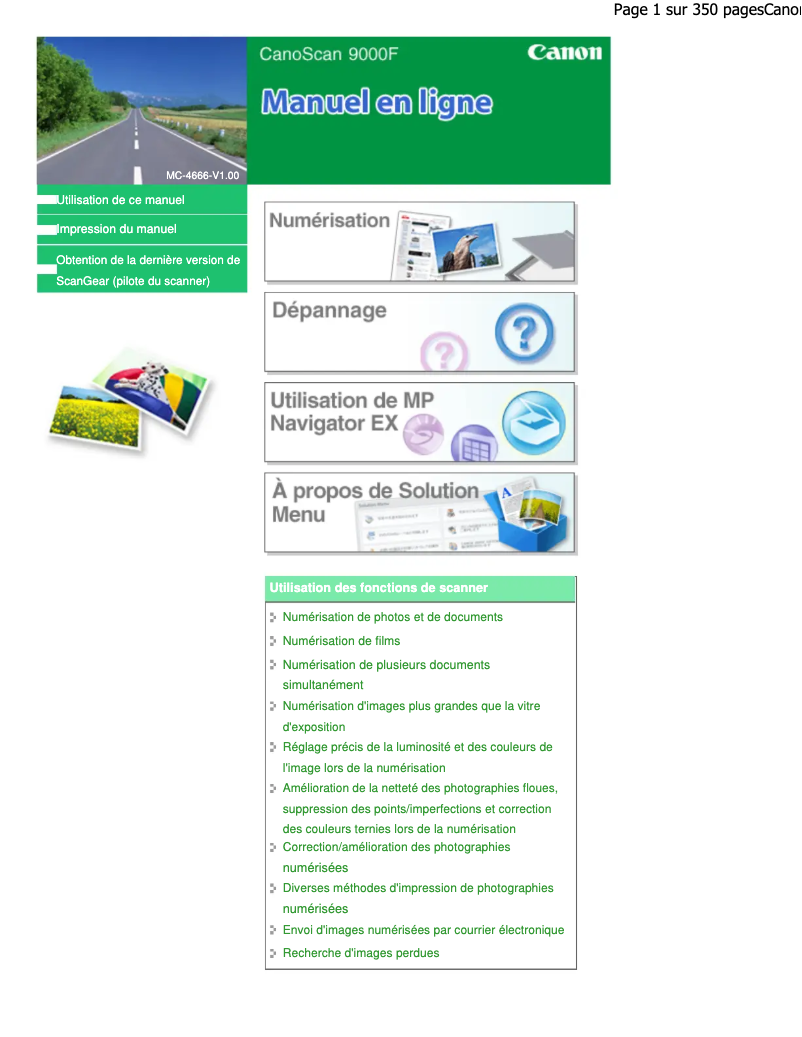 Page 1 de la notice Manuel utilisateur Canon CanoScan 9000F
