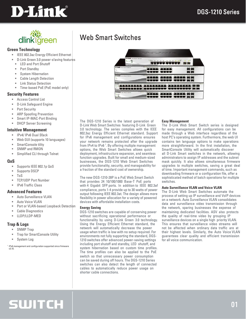 Page 1 de la notice Fiche technique D-Link DGS-1210-28P