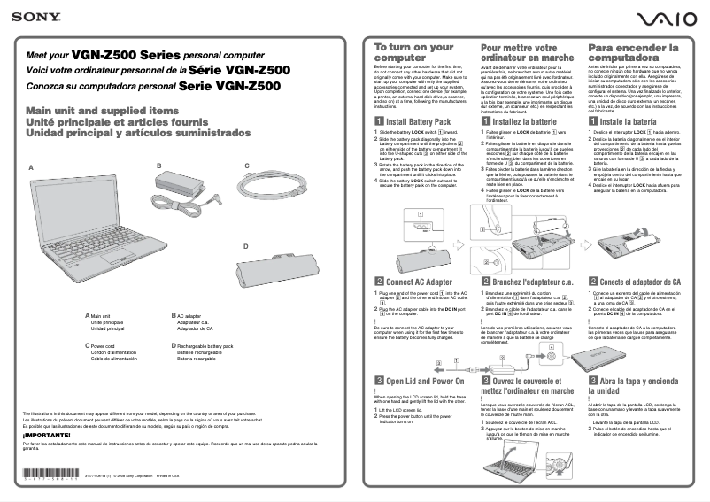 Page n°1 - Manuel utilisateur Sony Vaio VGN-Z520N