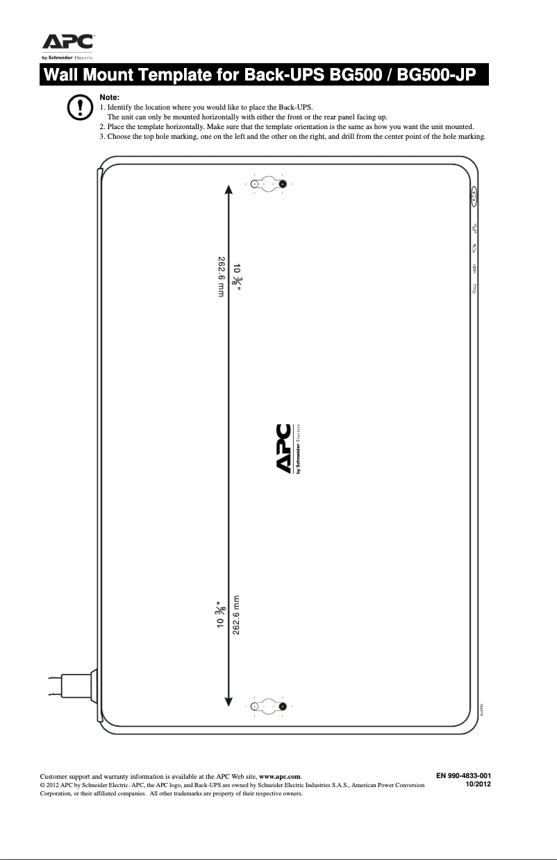 Page n°1 - Instructions / montage APC Back-UPS Pro 500