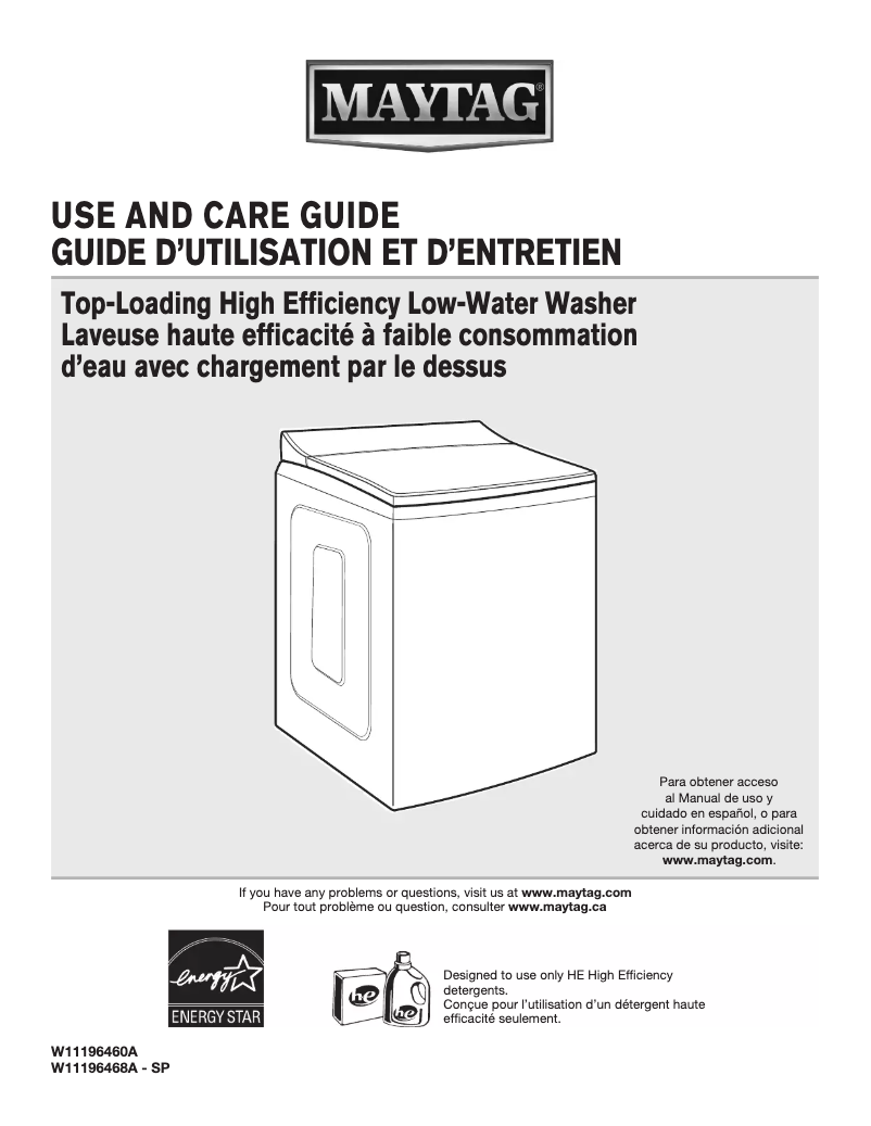 Page 1 de la notice Manuel utilisateur Maytag MVWB965HW
