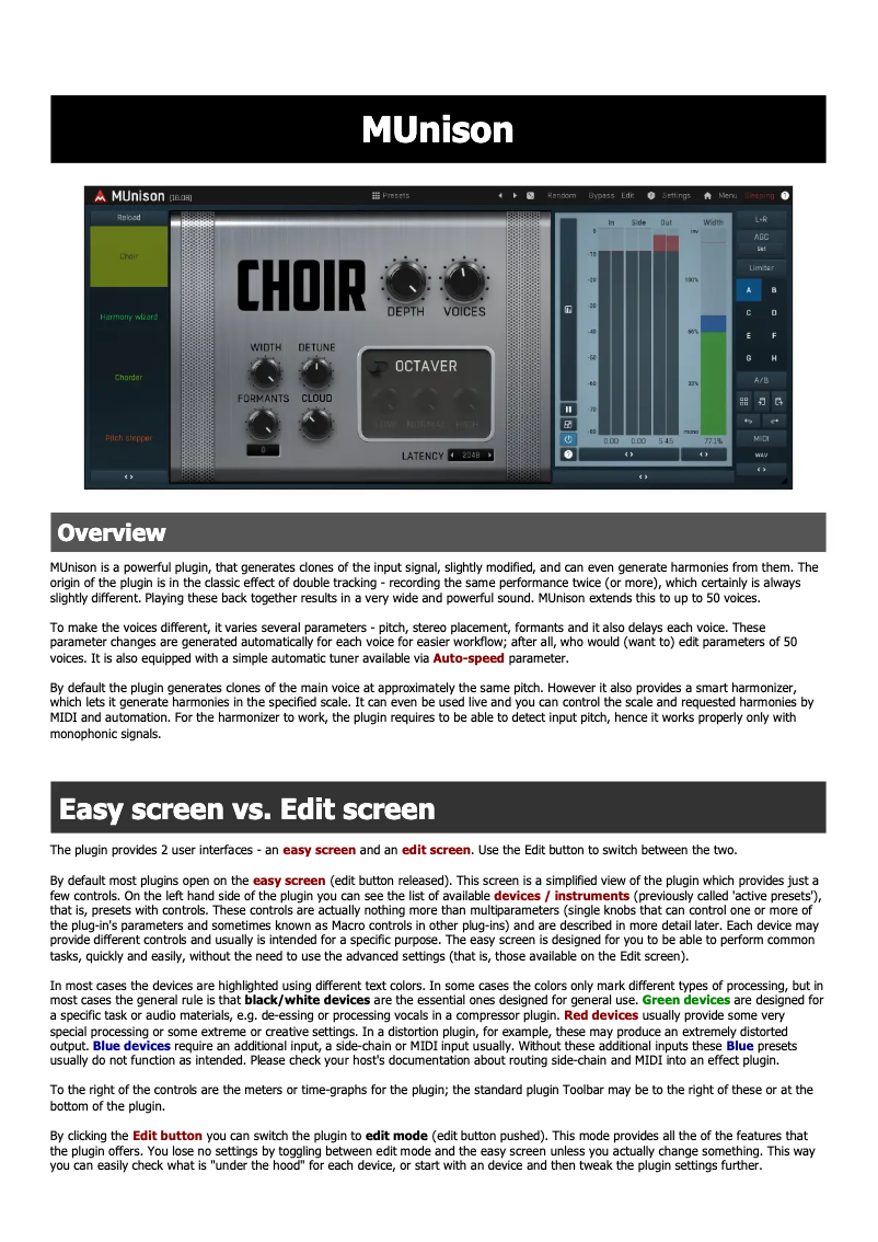 Image de la première page du manuel de l'appareil MUnison