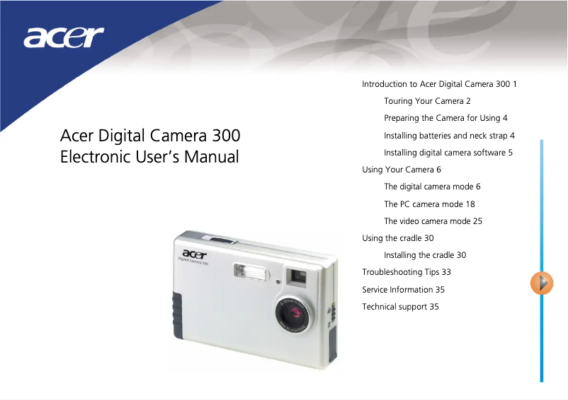 Página 1 del manual Manual de usuario Acer Digital Camera 300